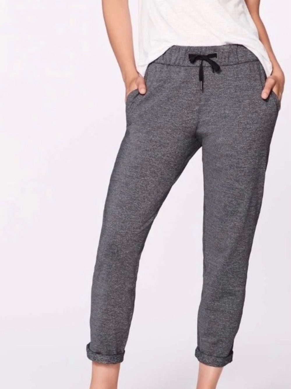 Lululemon On The Fly Pant Luxtreme Heathered Black Grey Size 6